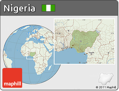 Savanna Style Location Map of Nigeria, lighten, land only
