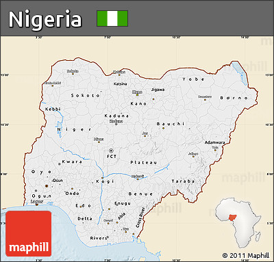 Classic Style Map of Nigeria, single color outside