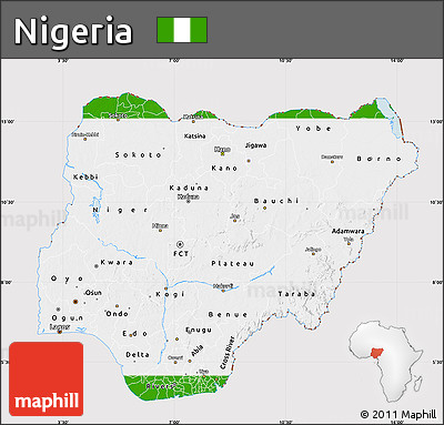 Flag Map of Nigeria, flag aligned to the middle
