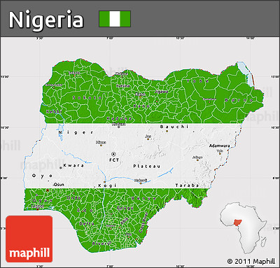 Flag Map of Nigeria, flag rotated