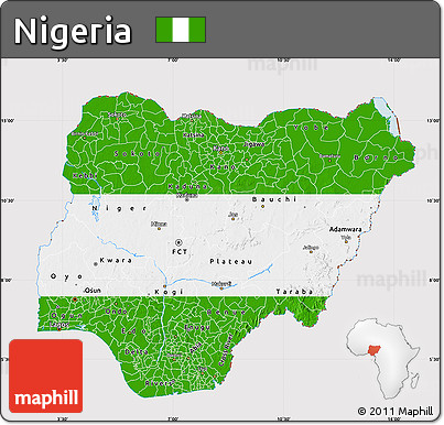 Flag Map of Nigeria, flag rotated