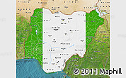 Flag Map of Nigeria, satellite outside, flag centered