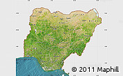 Satellite Map of Nigeria, single color outside