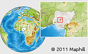 Physical Location Map of Lapai, highlighted country, within the entire country