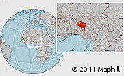 Gray Location Map of Niger, within the entire country, hill shading
