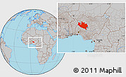 Gray Location Map of Niger, within the entire country