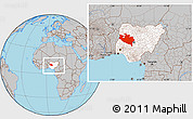 Gray Location Map of Niger, highlighted country, within the entire country