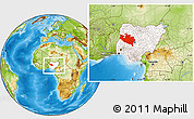 Physical Location Map of Niger, highlighted country, within the entire country