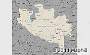 Shaded Relief Map of Niger, darken, desaturated