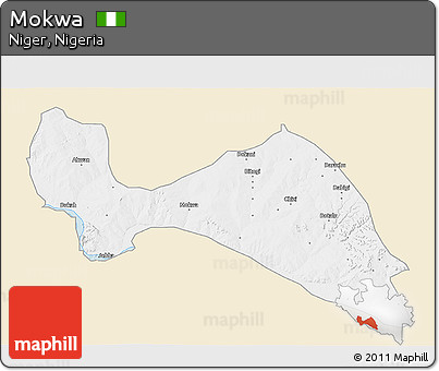 Classic Style 3D Map of Mokwa, single color outside