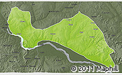 Physical 3D Map of Mokwa, darken, semi-desaturated