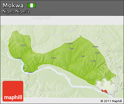 Physical 3D Map of Mokwa, lighten