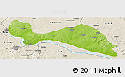 Physical Panoramic Map of Mokwa, shaded relief outside