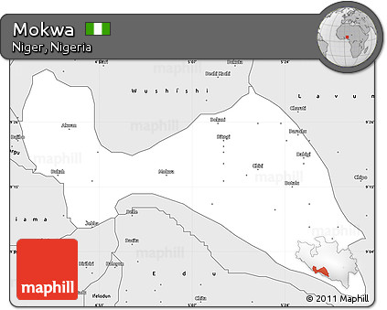 Silver Style Simple Map of Mokwa