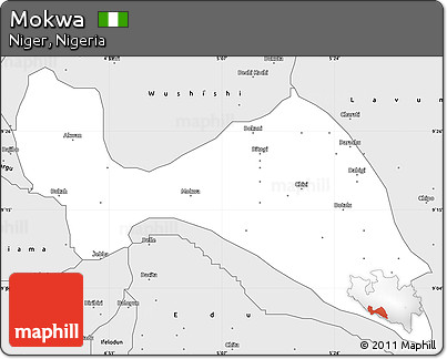 Silver Style Simple Map of Mokwa