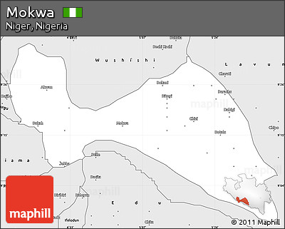 Silver Style Simple Map of Mokwa