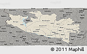 Shaded Relief Panoramic Map of Niger, darken, semi-desaturated