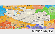 Shaded Relief Panoramic Map of Niger, political shades outside