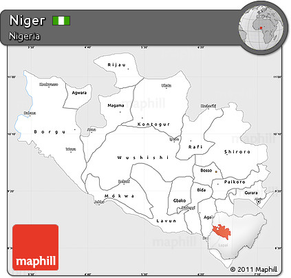 Silver Style Simple Map of Niger, single color outside