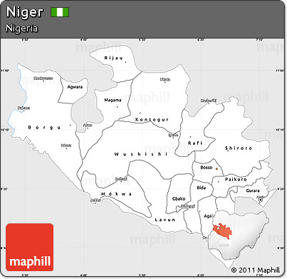 Silver Style Simple Map of Niger, single color outside