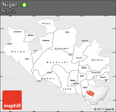 Silver Style Simple Map of Niger, single color outside
