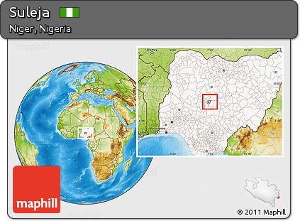 Physical Location Map of Suleja, highlighted country