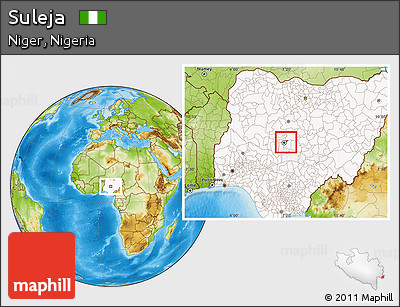 Physical Location Map of Suleja, highlighted country