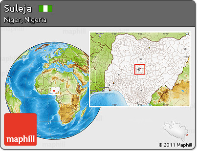 Physical Location Map of Suleja, highlighted country