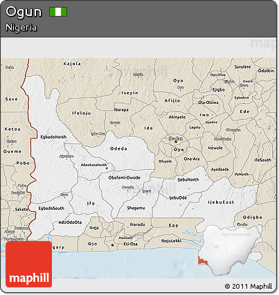 Classic Style 3D Map of Ogun