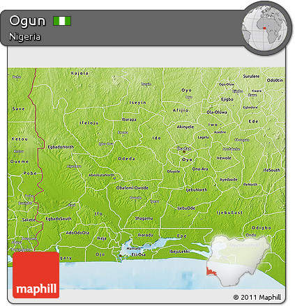 Physical 3D Map of Ogun