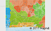 Physical 3D Map of Ogun, political shades outside