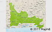 Physical 3D Map of Ogun, shaded relief outside