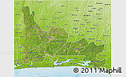 Satellite 3D Map of Ogun, physical outside