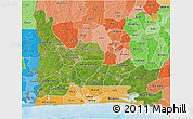 Satellite 3D Map of Ogun, political shades outside
