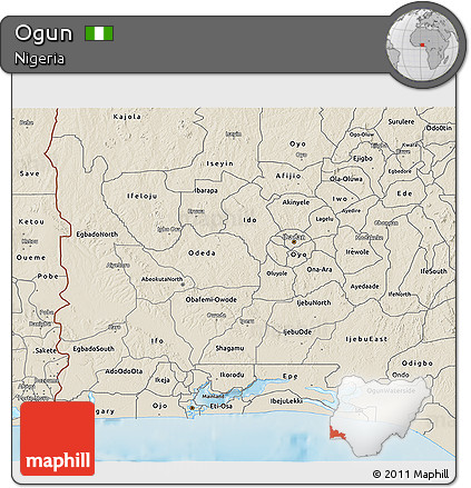 Shaded Relief 3D Map of Ogun