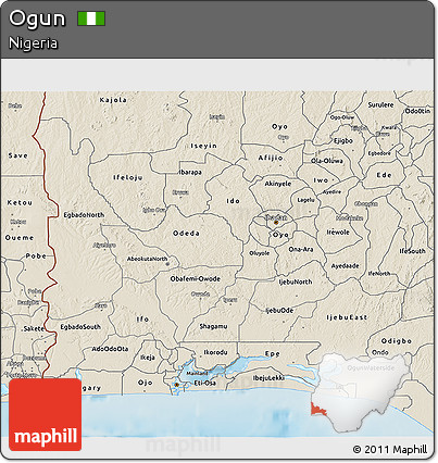 Shaded Relief 3D Map of Ogun