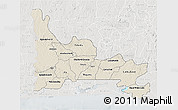 Shaded Relief 3D Map of Ogun, lighten, semi-desaturated