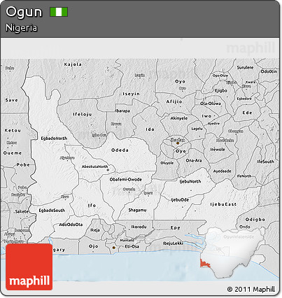 Silver Style 3D Map of Ogun