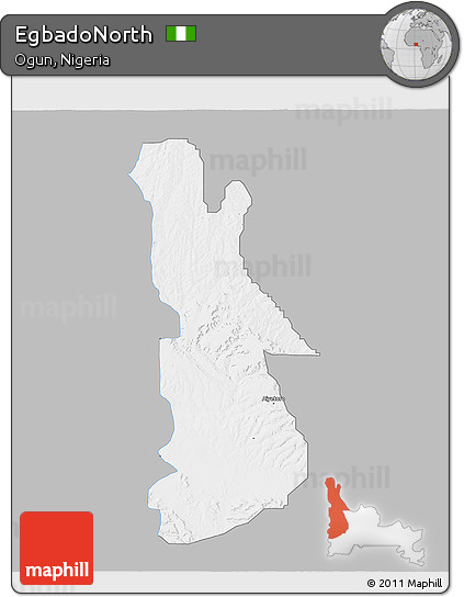 Gray 3D Map of EgbadoNorth, single color outside