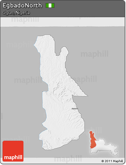 Gray 3D Map of EgbadoNorth, single color outside