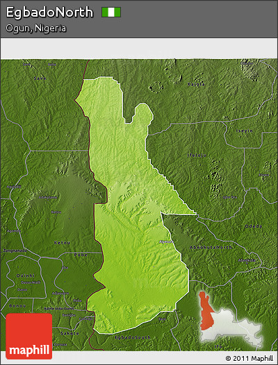 Physical 3D Map of EgbadoNorth, darken