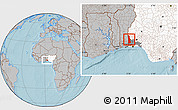 Gray Location Map of EgbadoNorth, highlighted country, highlighted parent region, hill shading