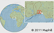 Savanna Style Location Map of EgbadoNorth, highlighted parent region, hill shading