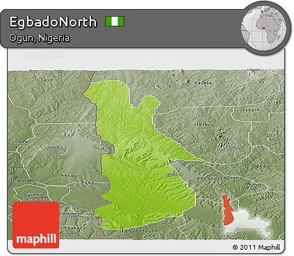 Physical Panoramic Map of EgbadoNorth, semi-desaturated