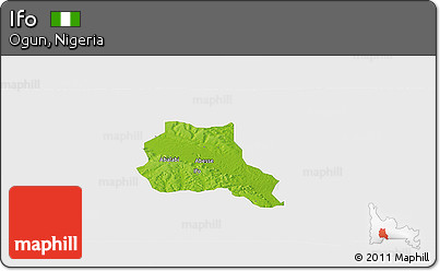 Physical Panoramic Map of Ifo, single color outside