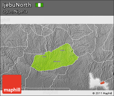 Physical 3D Map of IjebuNorth, desaturated