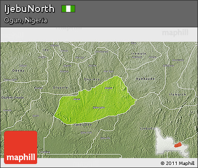 Physical 3D Map of IjebuNorth, semi-desaturated