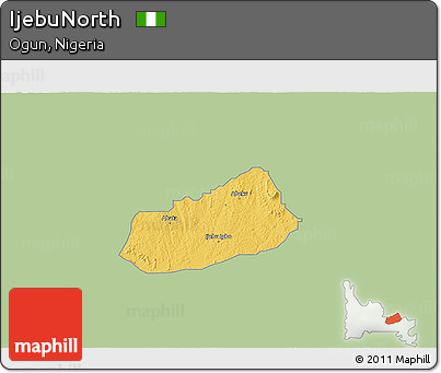 Savanna Style 3D Map of IjebuNorth, single color outside
