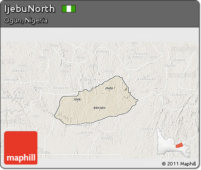 Shaded Relief 3D Map of IjebuNorth, lighten