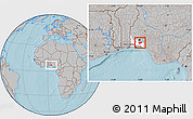 Gray Location Map of IjebuNorth, highlighted parent region, hill shading
